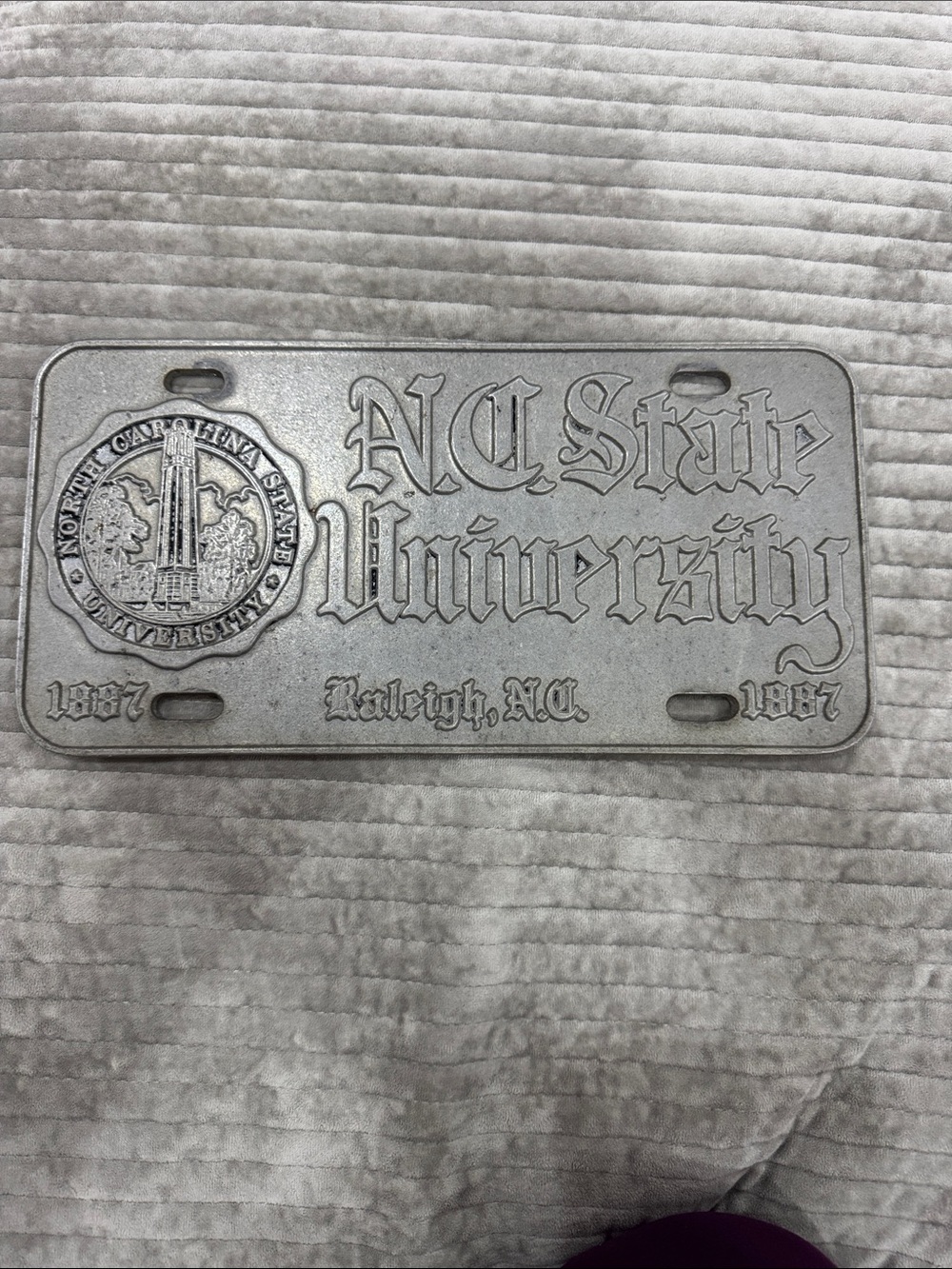 NC State University Pewter License Plate - Silver